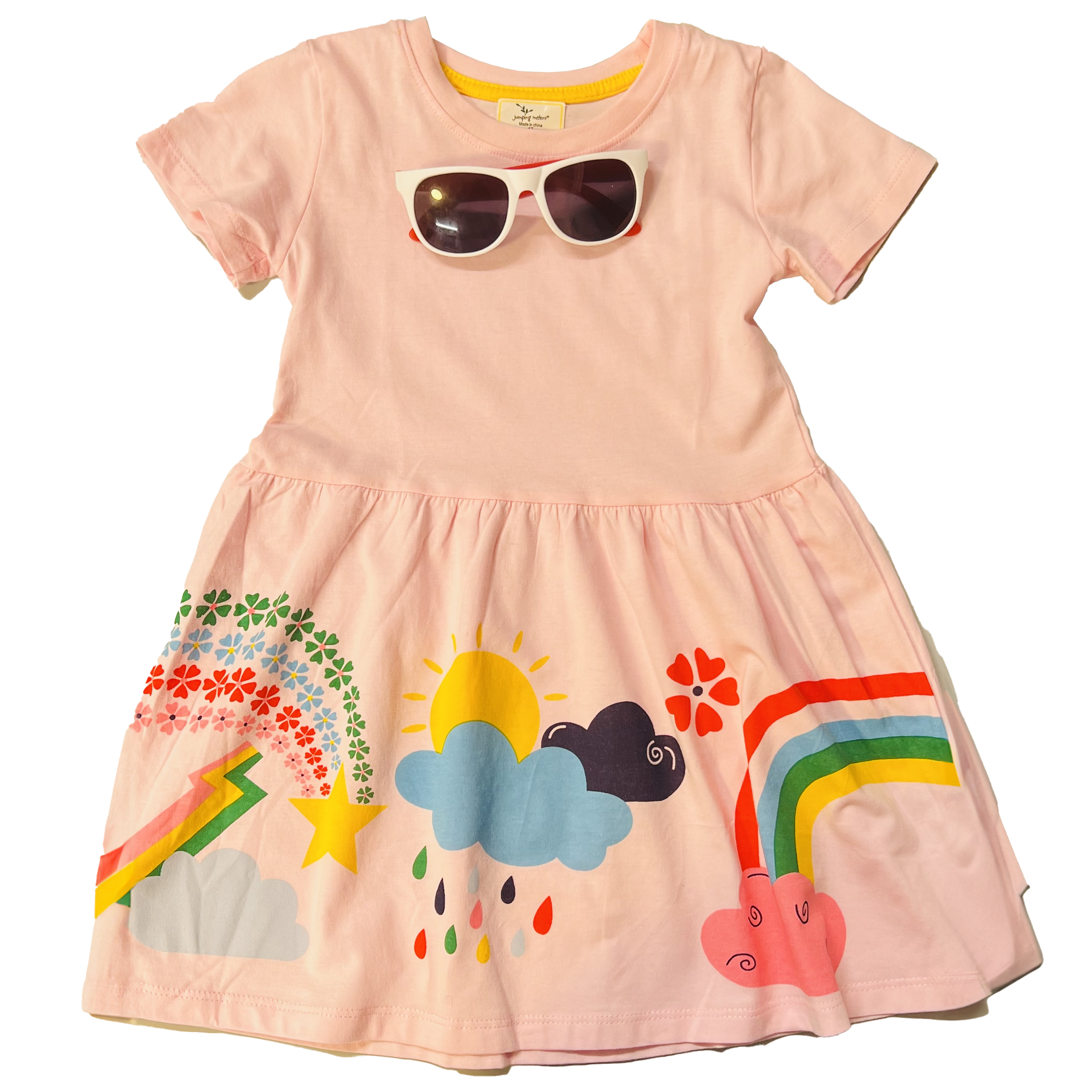 2-Pack Toddler Girl Rabbir/Rainbow Print Short-sleeve Dress